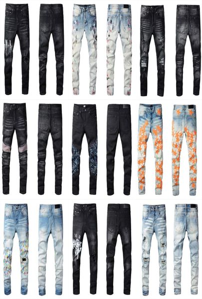 

22ss tikmens jeans distressed motorcycle biker jean rock skinny slim ripped hole stripe fashionable snake embroidery denim pan8806556, Blue