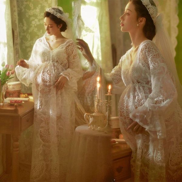 

maternity dresses pography lace perspective pregnancy studio shooting clothes po props include underclothes 230320, White