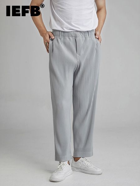 

men's pants iefb men's pleated pants loose wide leg pants autumn straight casual pants western pants trendy 9y5473 230320, Black
