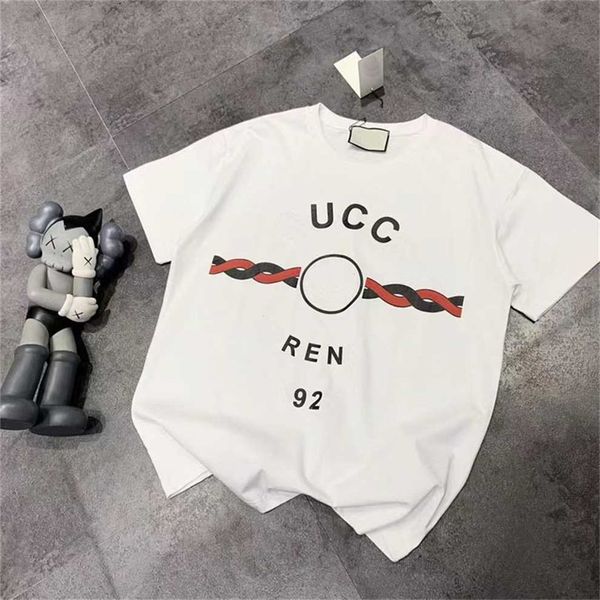 

80% off factory outlet online summer new family color contrast double strand printing loose and thin casual round neck short sleeve t-shirt, White