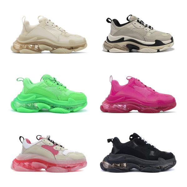 

2023 triple s sneaker men women designer casual shoes increasing sneakers clear sole black white grey red pink blue royal neon green
