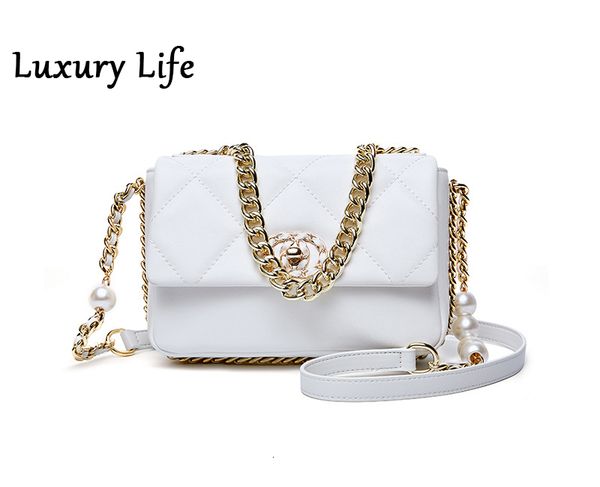 

evening bags fashion genuine leather small shoulder underarm bag for women female vintage lock gold chain leisure crossbody handbags 230320
