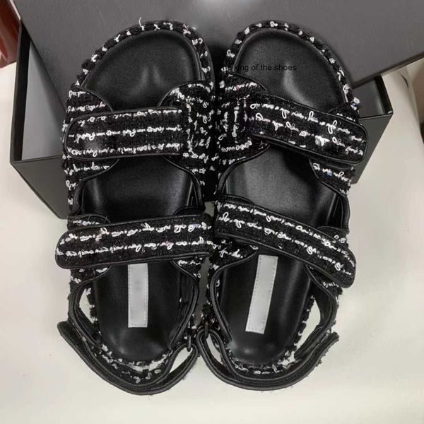 

slippersdad shoes designer womens rope sandals comemore hook loop beach buckle strap soft woman flat shoes, Black