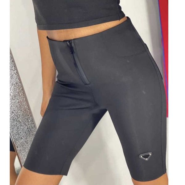 

23ss brand designer women yoga pants outer zipper everything stretch five cent shorts yoga bodybuilding pants womens clothing a1, Gray