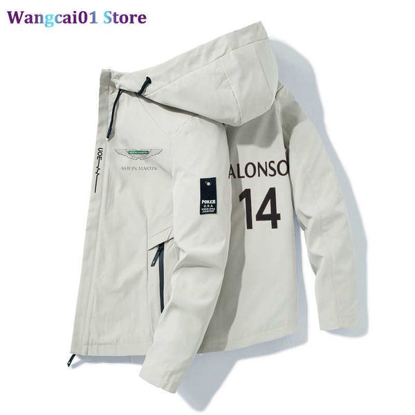 

wangcai01 wangcai01 men's jackets aston martin jacket coat amf1 2023 mens 14 fernando alonso jack fans f1 jacket formula 1 racing suit, Black;brown
