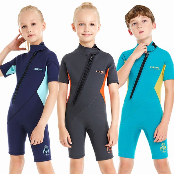 

wetsuits drysuits kids surfing wetsuit 2mm neoprene shorty diving suit for boys scuba thermal swimwear girls thick swimsuit children wet sui