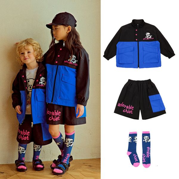 

clothing sets 2023 child boys girls cartoon outwear spring autumn spotted dog stand collar zipper shirt windbreaker 230317, White