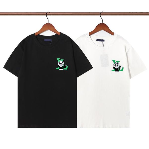 

2023 spring/summer new men's short sleeve t-shirt street cotton chest logo with sunflower flocking embroidery fashion luxury short slee, White;black