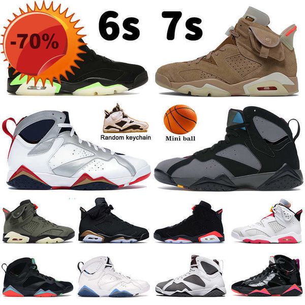 

new new 6 6s 7 7s men basketball shoes electric green cactus british khaki dmp unc barcelona nights black field purple mens trainers