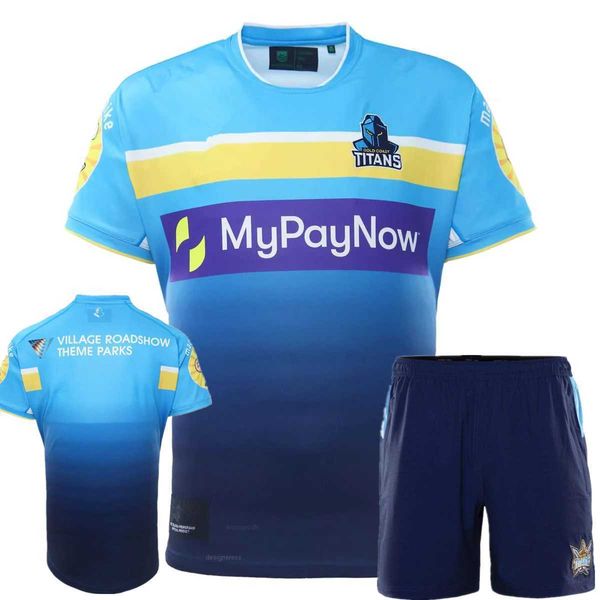 

2023 goldcoast titans rugby jersey home rugby shirt shorts australia t-shirt custom name and number 23ss, White;black