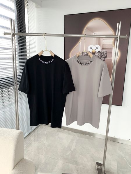 

essentail hoodiedesigner tide t-shirt chest letter laminated printing short sleeve high street loose oversized casual t-shirt 100% cotton bl, White;black