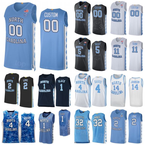 

north carolina tar heels jersey college basketball 2 caleb love 5 armando bacot 4 r.j davis 32 pete nance 1 leaky black 14 puff johnson 11 d