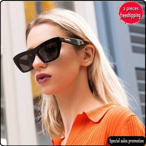 

brand design sunglasses 2023 new b plate cat's eye sunglass ins net red same face small sunglass bv1123 uv400 high quality, White;black