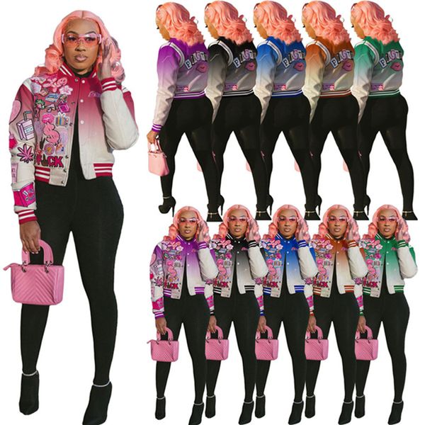 

new designer brand baseball uniform jackets women spring patchwork coat casual romber jacket long sleeve coats embroidery print outerwear bu, Black;brown