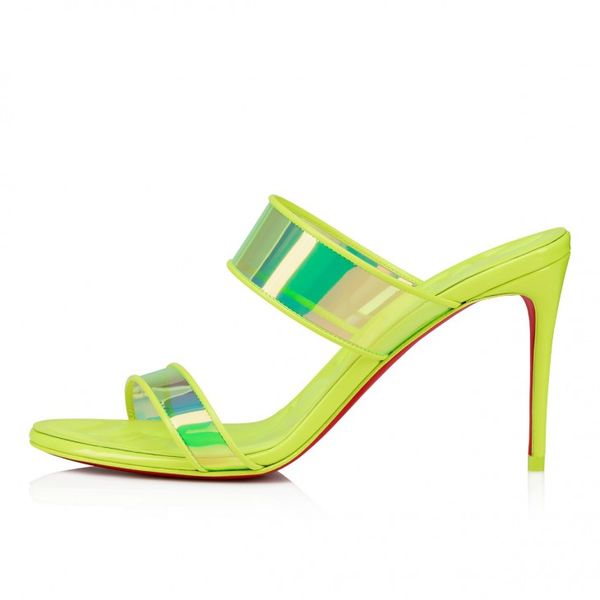 

85mm sandals pearlescent patent leather fluorescent yellow women's cool, Black