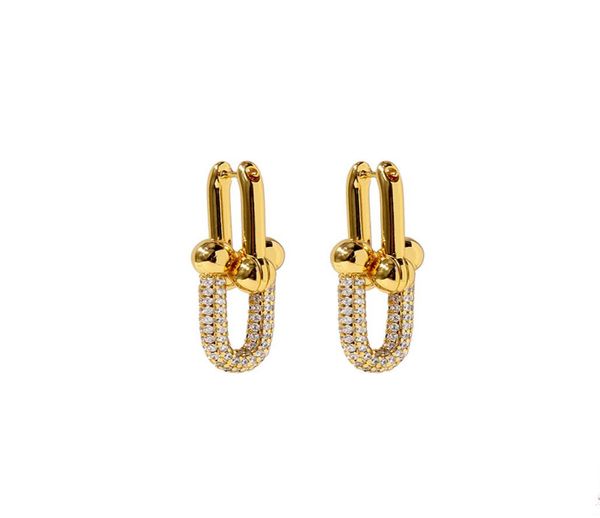 

new stainless steel heart shape stud utype t earrings with crystal for women fashion genuine jewelry rose goldsilvergold love e2314132, Golden;silver