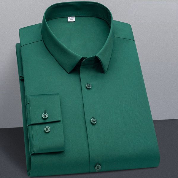 

men's casual shirts quality stretch solid shirts for men no chest pocket long sleeve soft business men dress shirt casual comfortable s, White;black