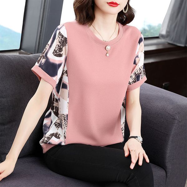 

women's t-shirt summer plus size casual loose short sleeve t-shirt women fashion elegant temperament simple all-match female clothes, White