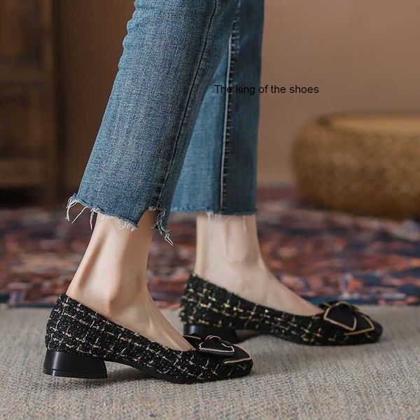 

dress shoes air single shoes 2022 spring and autumn net red small fragrant wind ladle shoes women's gentle fairy flat bean, Black