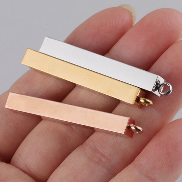 

charms 10pcslot 540mm stainless steel 3d gold color stamping bar blank long square pendant diy jewelry 230320, Bronze;silver