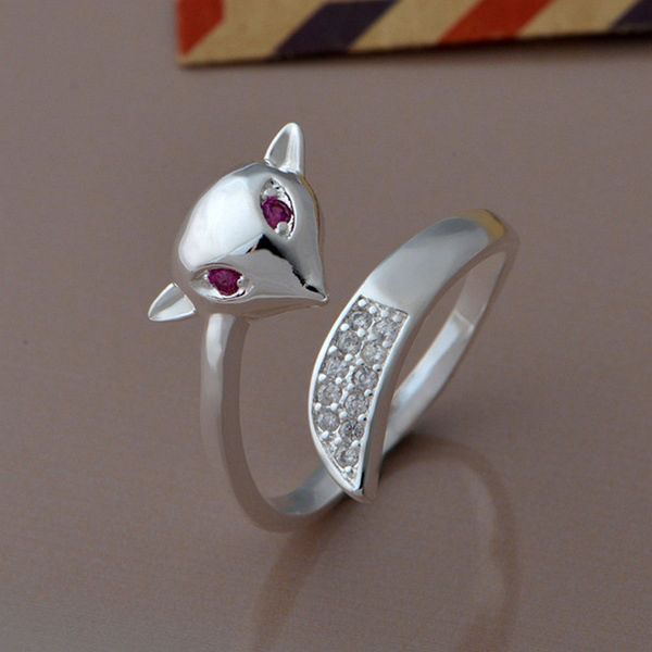 

925 silver plated ring fox style fashion jewelry wemon wear for party size 10pcs/lot