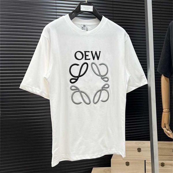 

80% off factory outlet online luojia spring summer new couple embroidery round neck short sleeve t-shirt men's and women's top, White