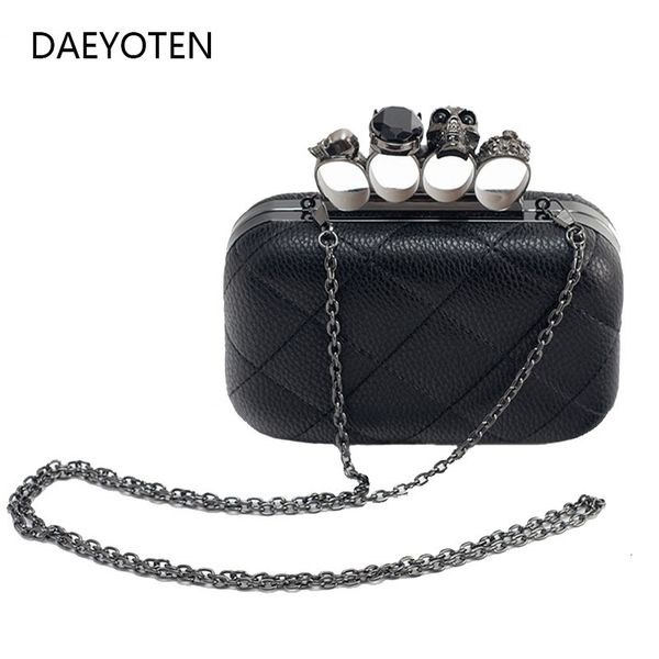 

evening bags daeyoten luxury skull ring handbag women designer punk clutch chain party shoulder messenger purse zm0366 230320