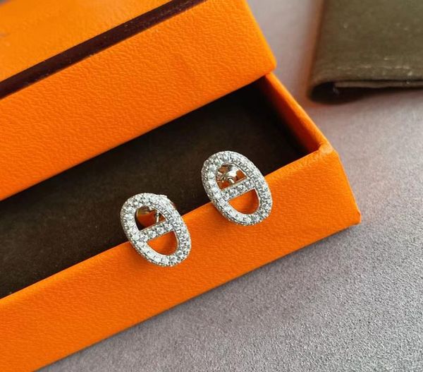 

luxury h brand classic stud earrings with shining crystal diamond charm fashion engagement ear rings designer earring lady wedding5611417, Golden;silver