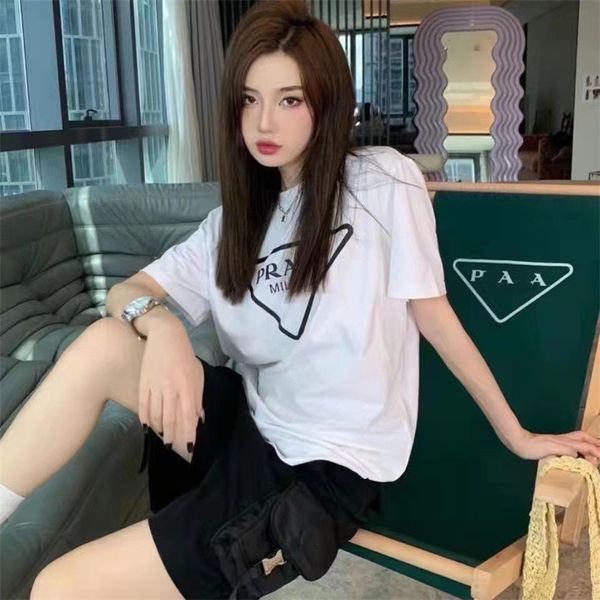 

2023 women's t-shirt new women's brand short sleeve designer luxury women's tees wear summer round neck sweat absorbing short, White