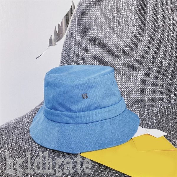 

woman designer bucket hat drawstring mens cap party holiday gifts flat cotton cappello mens sunshade creative wide brim luxury hats for wome, Blue;gray