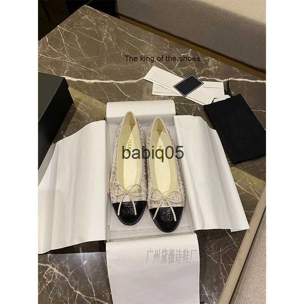 

new small fragrant ballet women's flat shoes light color matching single fairy bow leather t2302133, Black