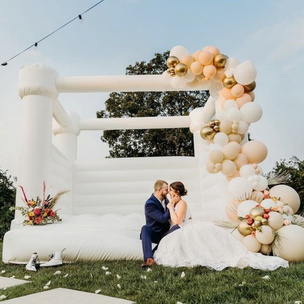

outdoor jumping bounce house inflatable wedding bouncy castle white bounce jumper bouncer for adults and kids party events use with blower