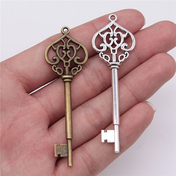 

charms 50pcs 69mm antique bronze color silver key pendant shape pendants charm diy 230320, Bronze;silver