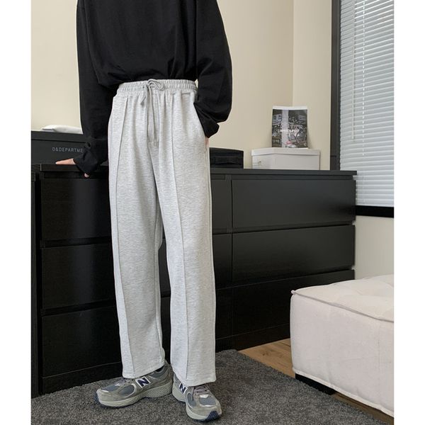 

men's pants autumn 5 color casual pants men fashion drawstring wide leg pants men korean loose straight pants mens trousers m-2xl 23032, Black