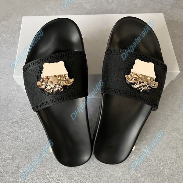 

luxury designer medusa rubber thick platform sole sandal luxury fashion women men summer classic outside beach slipper size 35-45, Black