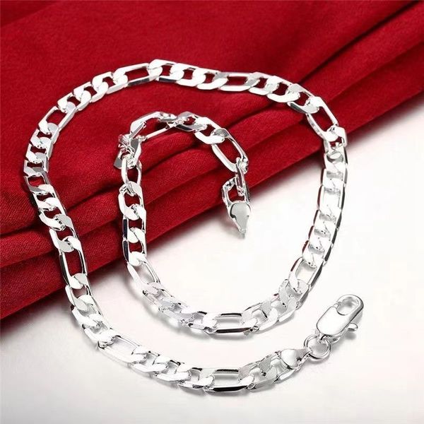 

cuba chain stainless steel titanium steel encryption 18k gold authentic finish stamped 10mm fine figaro chain necklace, Silver