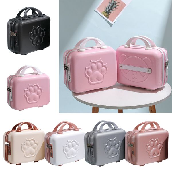 

suitcases 14 inch small bear paw suitcase box with handle password lock mini luggage case for travel shoes business portable lap 230317