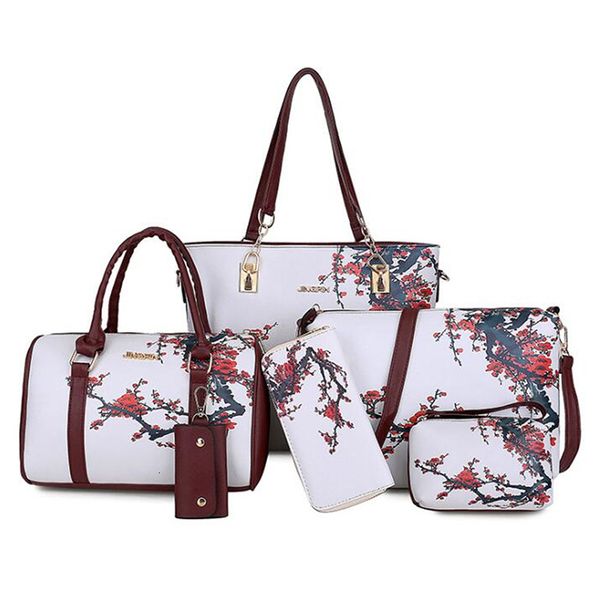 

evening bags chinese style floral printing women handbags shoulder set female practical composite bag 6 piece designer brand bolsa 230317