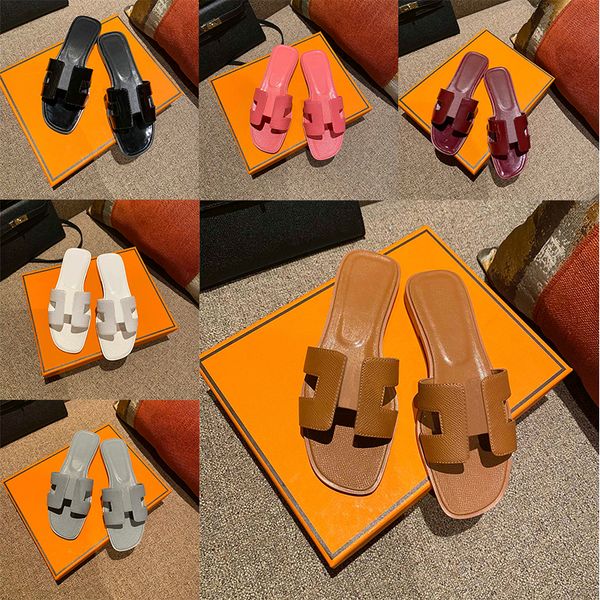 

classic brown casual sandals for woman fashion outdoor platform h oran sandal multicolor leather no slip pantoufle luxury slipper summer bea, Black