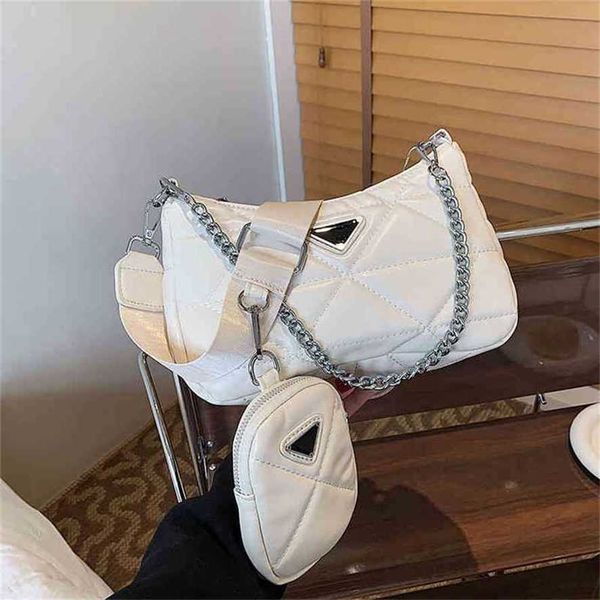 

handbag 2023 new bag three in rhombic lattice shoulder chain korean version red messenger underarm