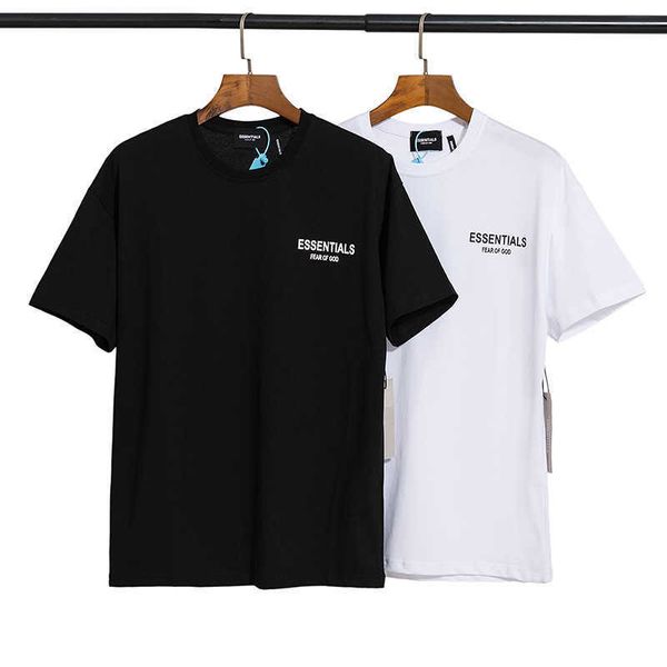 

fog t shirt men women essentialls tees ess tshirts short sleeve wear double threads letter short sleeve high street loose couple men and wom, White;black
