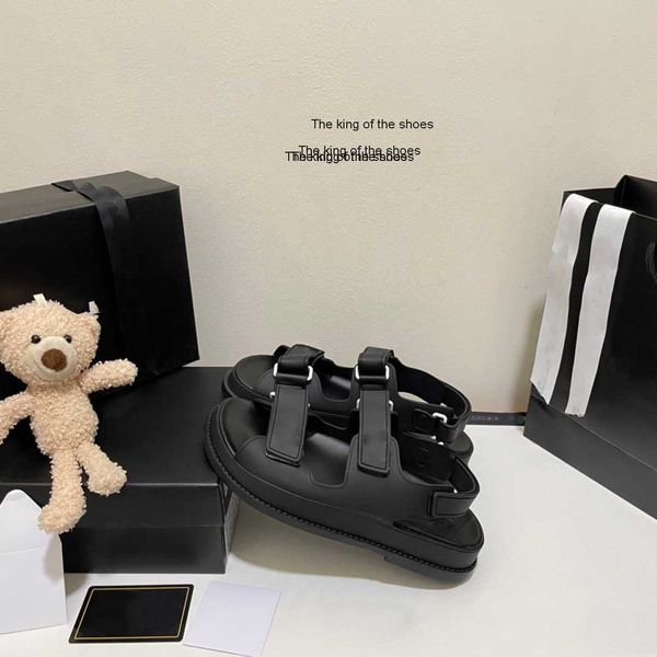 

slipperssandals comemore hook loop slingback platform dad shoes women summer beach buckle strap soft chunky heel sports shoes woman flat, Black