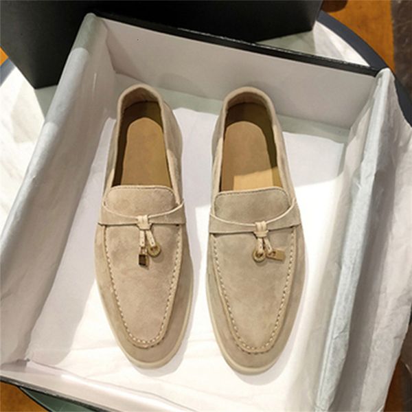 

dress shoes brand womens flat lp spring autumn suede bottom lock tassel fashion comfortable man loafers casual 230320, Black