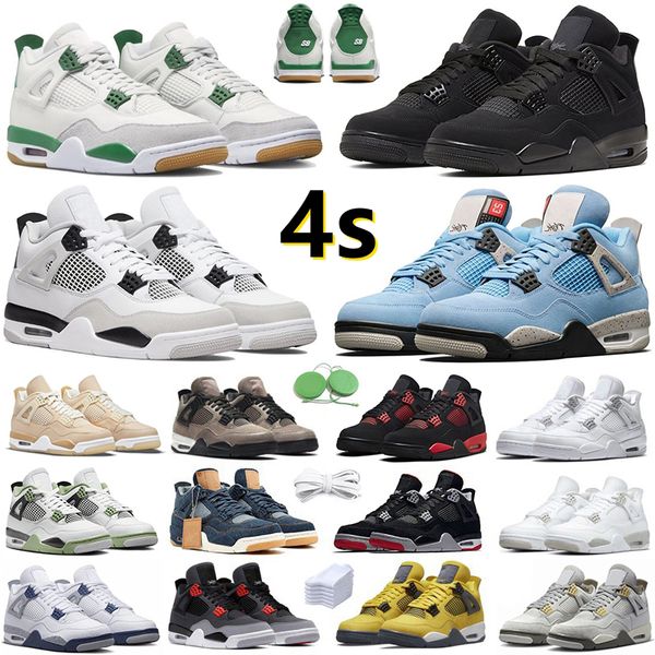 

jumpman 4 4s men women basketball shoes pine green military black cat midnight navy red thunder sail university blue white oreo seafoam trai