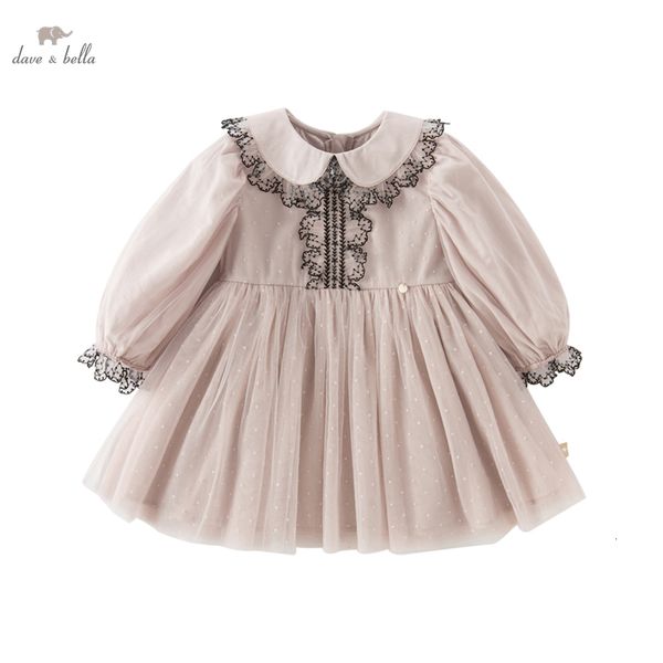 

girl's dresses dave bella spring autumn girls' dress long sleeved mesh sweet princess dress baby kids children's clothing db3, Red;yellow