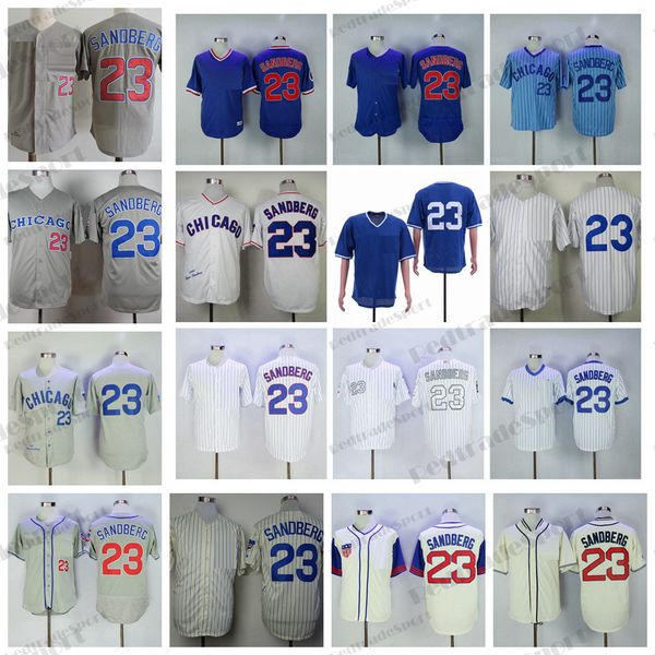 

mens 23 ryne sandberg baseball jerseys vintage 1990 stitched jersey pullover white grey blue black shirts