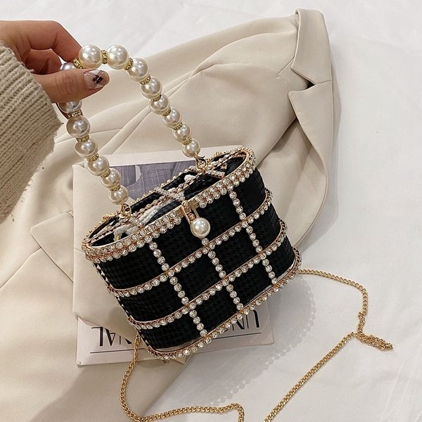 

evening bags chic diamondstudded metal basket party purses and handbags luxury designer wedding clutch chain 230317
