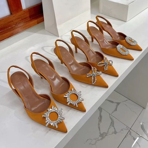 

amina muaddi begum crystal-embellished buckle stain pumps shoes spool heels sandals women's luxury designers dress shoe evening sandal, Black