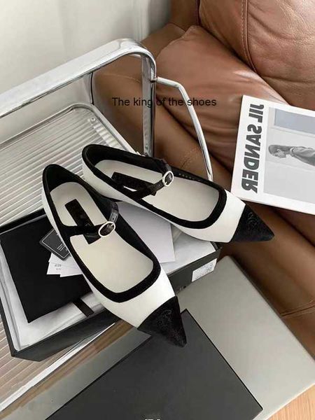 

designer sandals channel slides shoes small fragrant single-shoe women's pointed 2023 spring new light cut color-blocking slotted buckl, Black