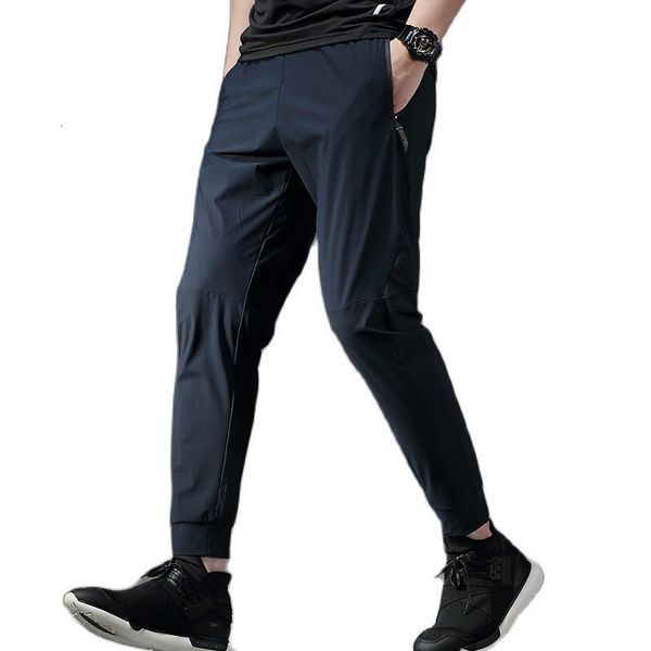 

men's pants lunu quick drying sports ice silk elastic breathable running fitness leisure belt 230317, Black